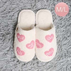 Pink Candy Heart Print Indoor Floor Slippers Soft Medium Large Valentined Day